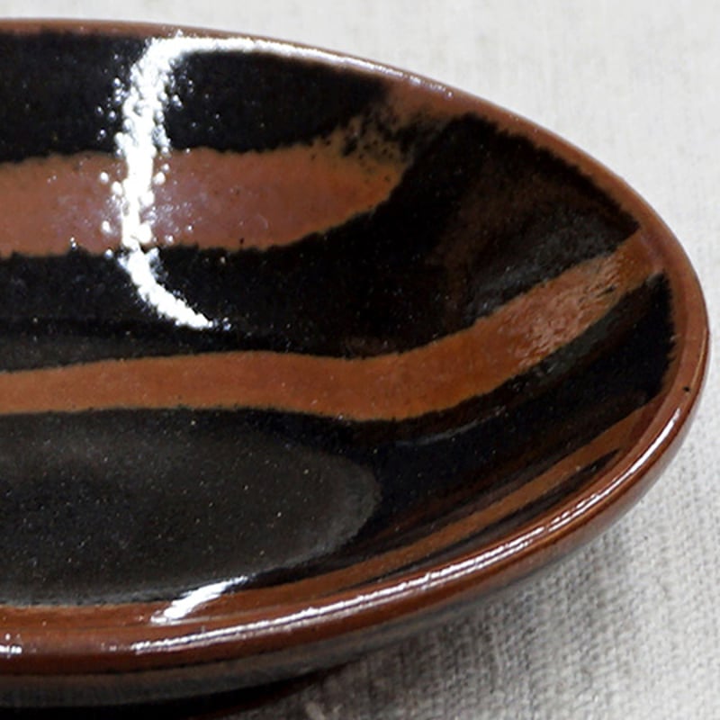 益子焼　柿釉深皿　作家物 和食器 益子焼 小皿 12cm 柿釉 三流し | うつわの店 クラフトなかつか