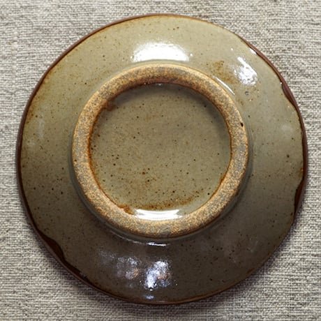和食器 益子焼 小皿 12cm 柿釉 丸笹紋