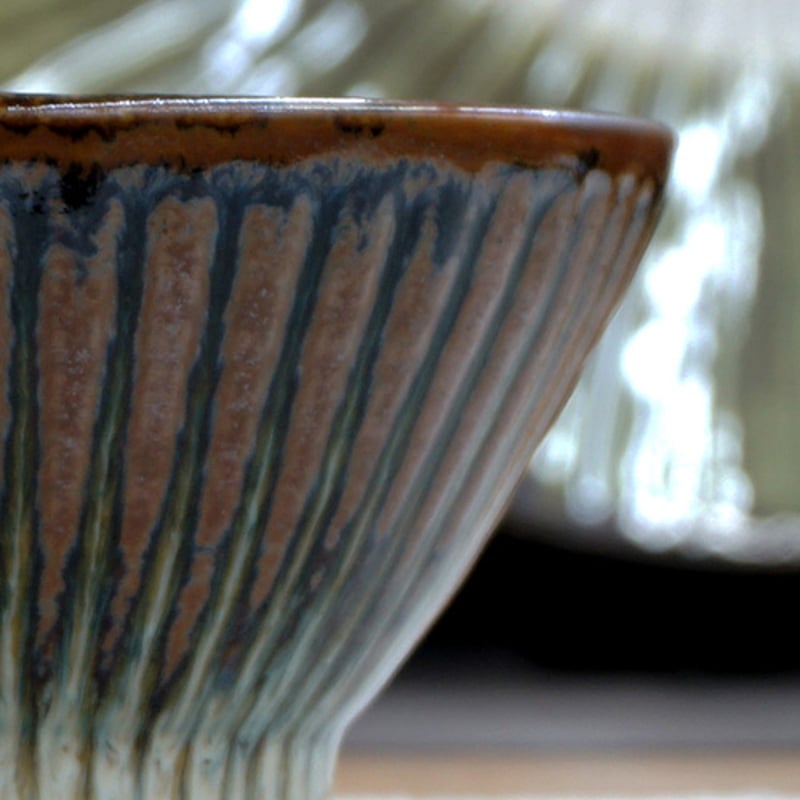和食器 布志名焼 湯町窯 茶碗 大 11.5cm しのぎ 海鼠釉 | うつわの店