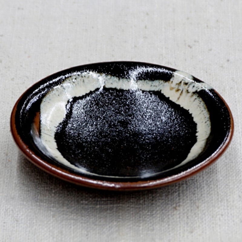 和食器 龍門司焼 豆皿 9cm 黒釉白流 | うつわの店 クラフトなかつか