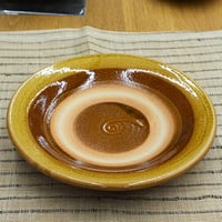 和食器 布志名焼 湯町窯 オーバル 皿 21cm 浪紋濃茶 黄釉 | うつわの店