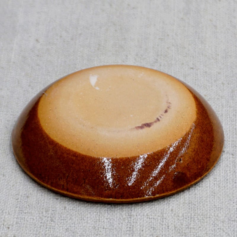 和食器 布志名焼 湯町窯 豆皿 9cm 浪紋濃茶 黄釉 | うつわの店