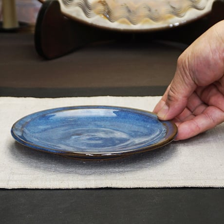 和食器 布志名焼 雲善窯 中皿 15cm コバルトブルー
