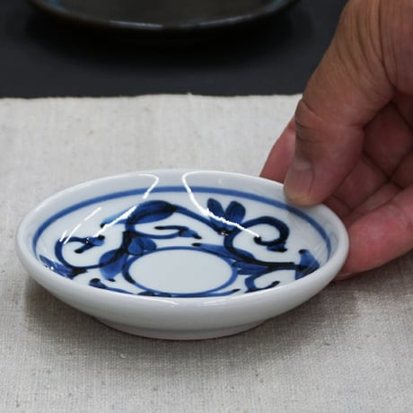 和食器 砥部焼 貞山窯 豆皿 10cm 玉渕 唐草
