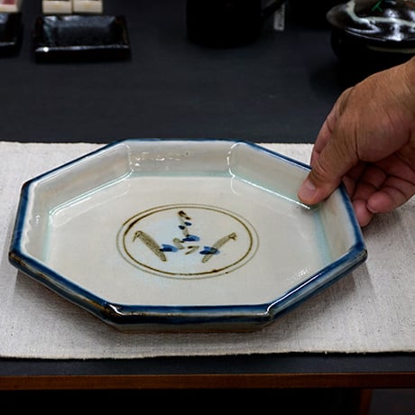和食器 布志名焼 袖師窯 八角 大皿 23cm つゆ草