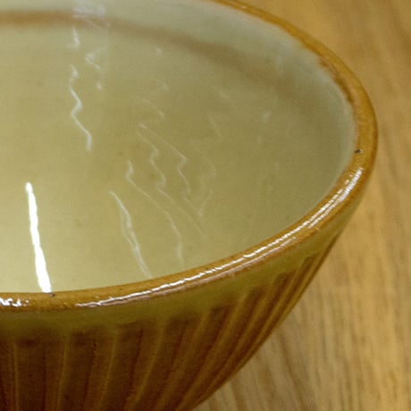 和食器 布志名焼 湯町窯 茶碗 小 10.5cm しのぎ 黄釉