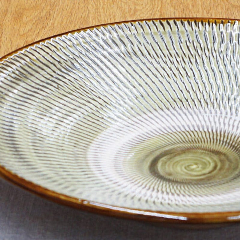 和食器 小鹿田焼 黒木昌伸窯 大皿 24cm 飛び鉋 緑 | うつわの店
