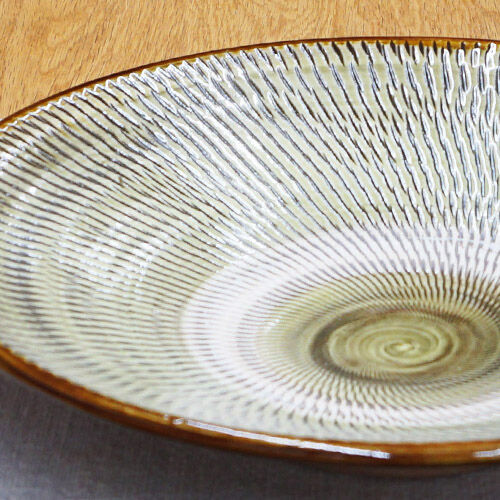 和食器 小鹿田焼 黒木昌伸窯 大皿 24cm 飛び鉋 緑 | うつわの店