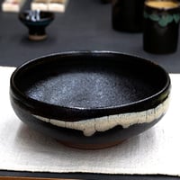 薩摩焼 和食器 龍門司焼 大鉢 17cm 黒釉白流