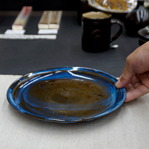 和食器 布志名焼 雲善窯 大皿 21cm うぐいす茶 | うつわの店 クラフト