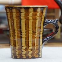 和食器 布志名焼 湯町窯 マグカップ 小 180cc 鶉紋濃茶 艷飴釉