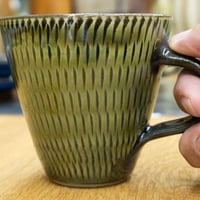 和食器 小鹿田焼 黒木昌伸窯 ショート マグカップ 180cc 飛び鉋 緑