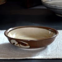 和食器 益子焼 中鉢 15cm 柿釉 外丸笹紋