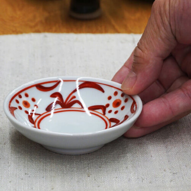 和食器 砥部焼 梅山窯 豆皿 9cm 赤 太陽 | うつわの店 クラフトなかつか