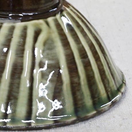 和食器 小鹿田焼 黒木昌伸窯 茶碗 大 13.5cm 刷毛目 緑
