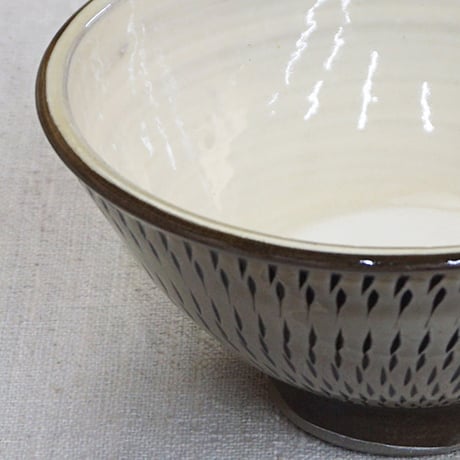 和食器 小鹿田焼 黒木昌伸窯 茶碗 大 13.5cm 飛び鉋 白