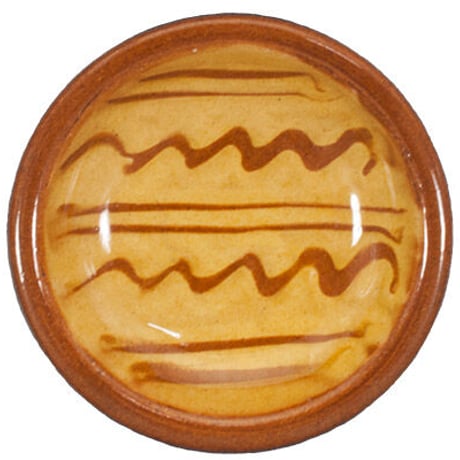 和食器 布志名焼 湯町窯 豆皿 9cm 浪紋淡茶 黄釉