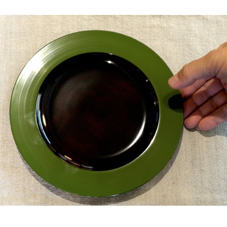 漆器 木の器 カラー プレート 21cm グリーン