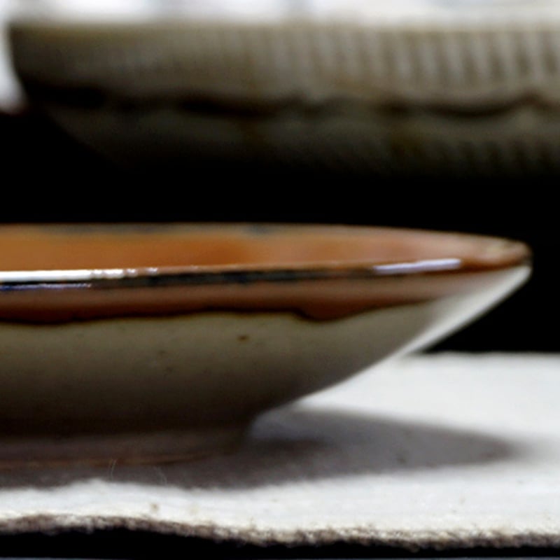 和食器 益子焼 中皿 15cm 柿釉 十字紋 | うつわの店 クラフトなかつか