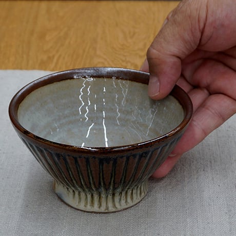 和食器 布志名焼 湯町窯 茶碗 大 11.5cm しのぎ 海鼠釉