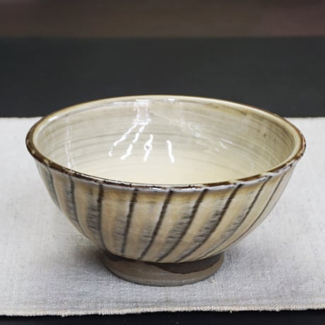 和食器 小鹿田焼 黒木昌伸窯 茶碗 大 13.5cm 刷毛目 白
