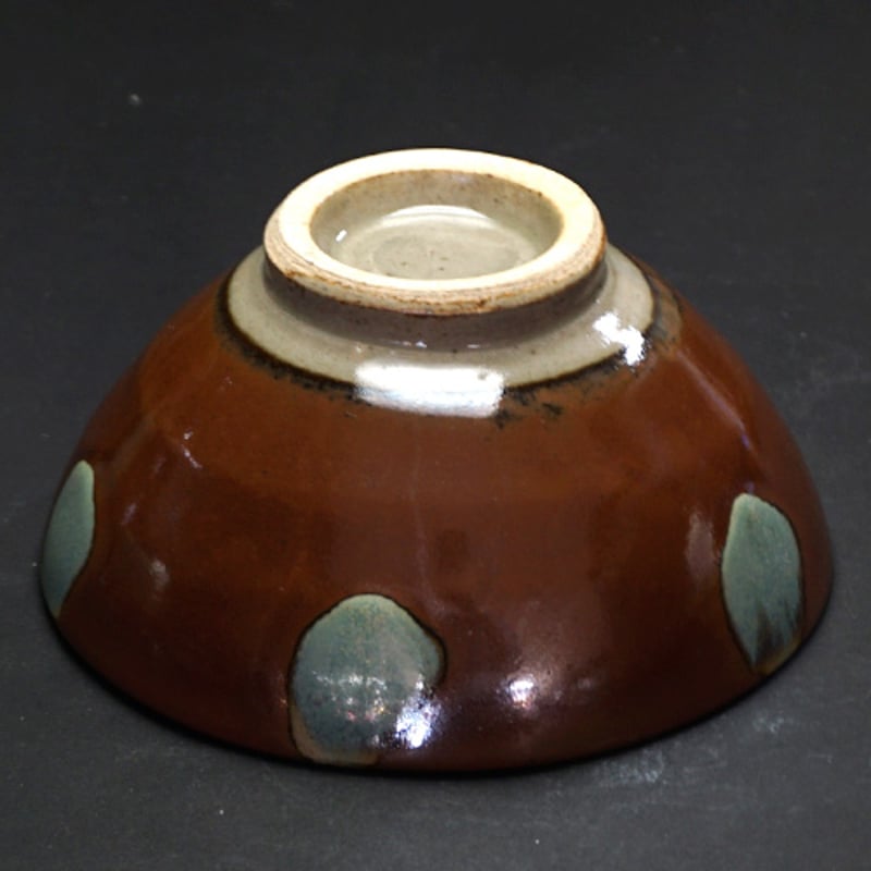 和食器 益子焼 茶碗 中 12cm 柿釉 青流し | うつわの店 クラフトなかつか