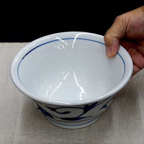 和食器 砥部焼 貞山窯 丼 大 800ml 唐草