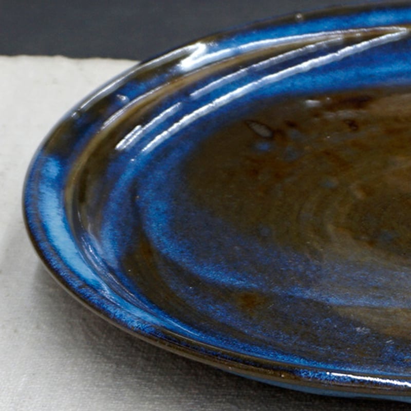 和食器 布志名焼 雲善窯 大皿 21cm うぐいす茶 | うつわの店 クラフト