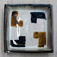 和食器 布志名焼 袖師窯 角 中皿 14cm 市松 二色