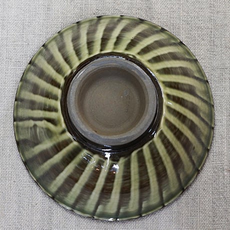 和食器 小鹿田焼 黒木昌伸窯 茶碗 大 13.5cm 刷毛目 緑