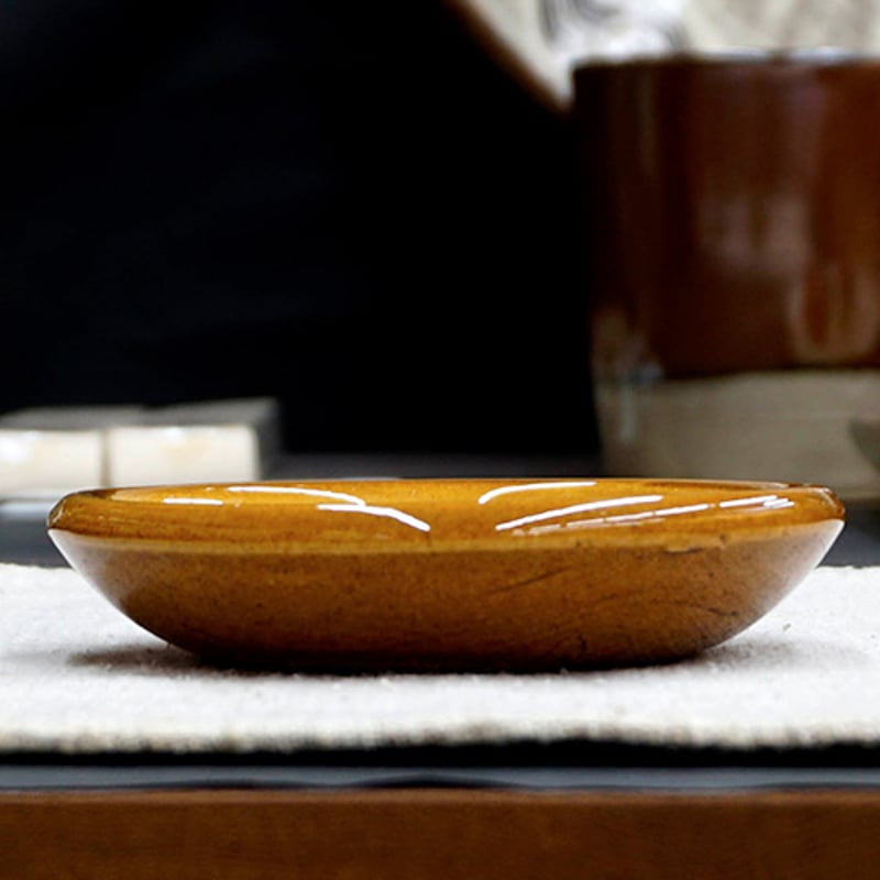 和食器 布志名焼 湯町窯 豆皿 9cm 花紋濃茶 黄釉 | うつわの店