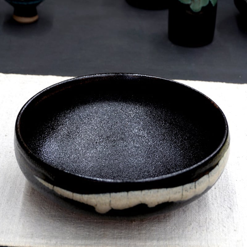 薩摩焼 和食器 龍門司焼 大鉢 17cm 黒釉白流 | うつわの店 クラフト