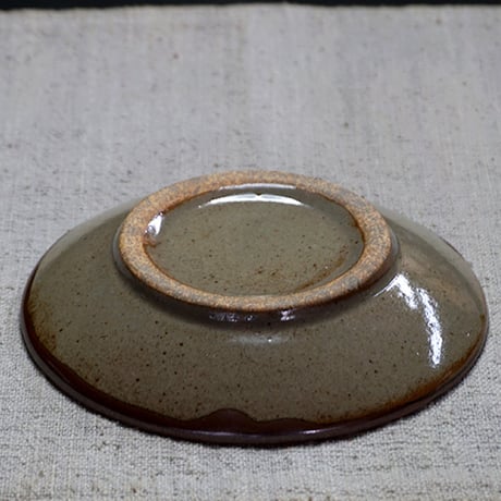 和食器 益子焼 小皿 12cm 柿釉 丸笹紋