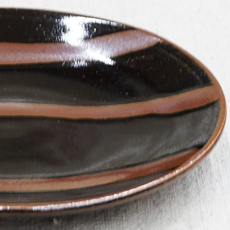和食器 益子焼 大皿 18cm 柿釉 三流し
