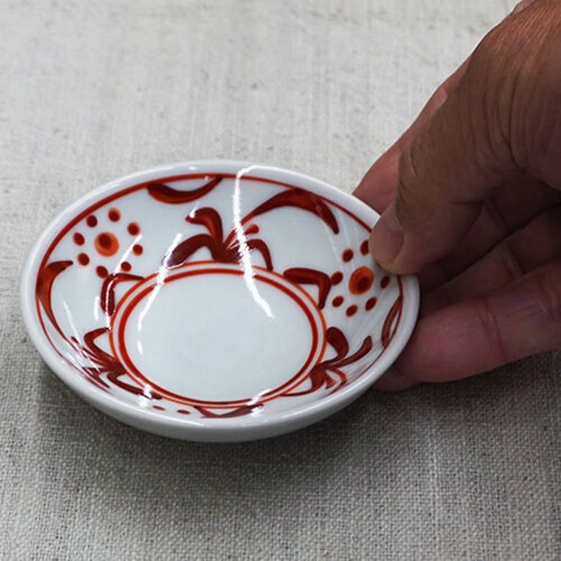 和食器 砥部焼 梅山窯 豆皿 9cm 赤 太陽 | うつわの店 クラフトなかつか