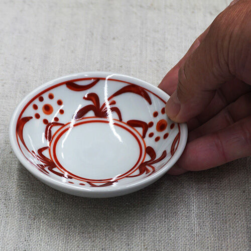 和食器 砥部焼 梅山窯 豆皿 9cm 赤 太陽 | うつわの店 クラフトなかつか