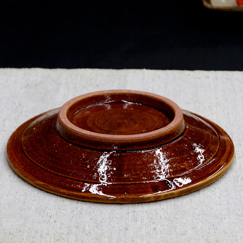 和食器 布志名焼 湯町窯 中皿 15cm 花紋濃茶 黄釉 | うつわの店