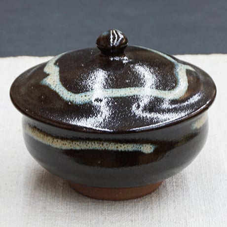 和食器 龍門司焼 蓋物 しゅけ 小 150cc 黒釉白流