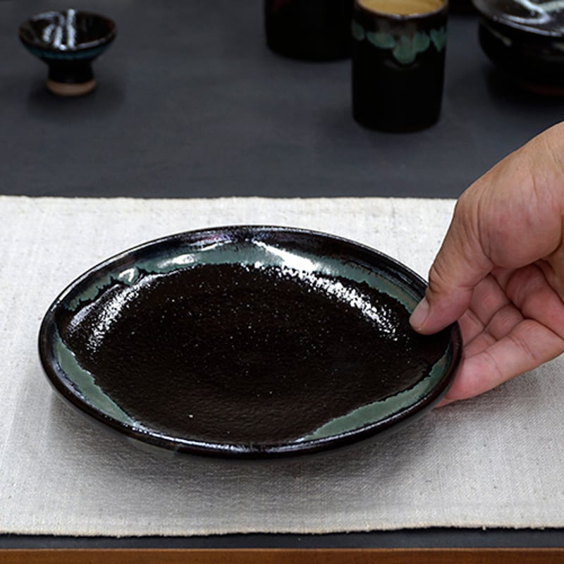 【未使用】是米黒窯 源右衞門 大皿 未使用】是米黒窯 源右衞門 大皿 未使用】是米黒