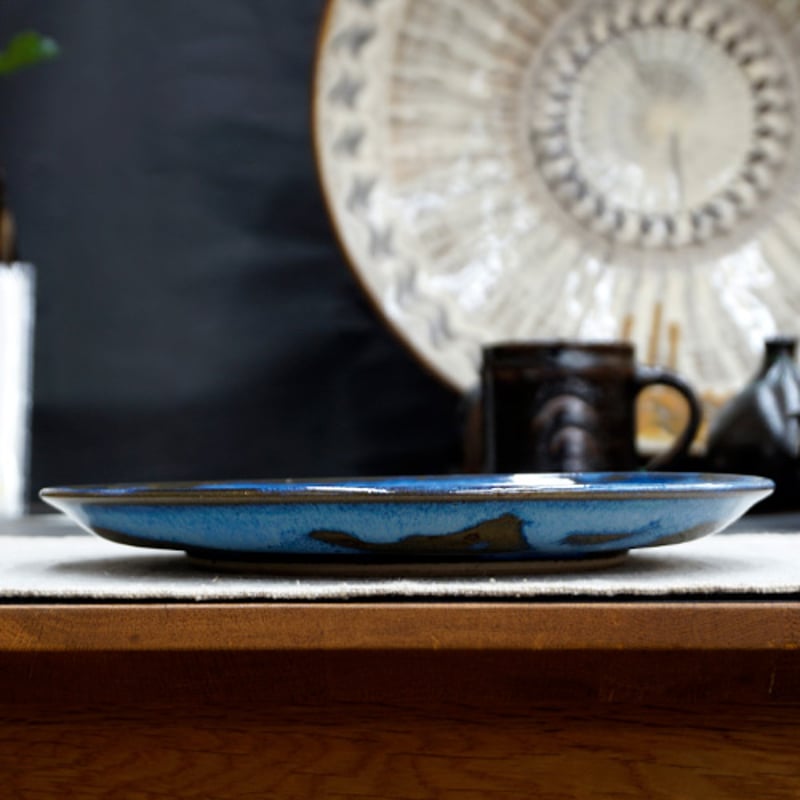 和食器 布志名焼 雲善窯 大皿 21cm うぐいす茶 | うつわの店 クラフト