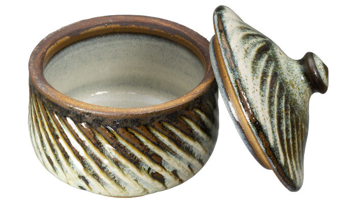 和食器 布志名焼 湯町窯 蓋物 8cm 縦しのぎ 海鼠釉 | うつわの店