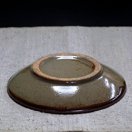 和食器 益子焼 小皿 12cm 柿釉 丸笹紋