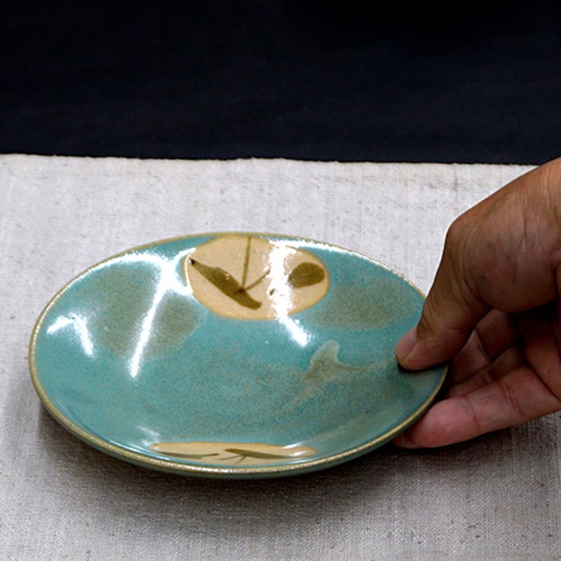 和食器 益子焼 中皿 15cm 青釉 丸笹紋 | うつわの店 クラフトなかつか