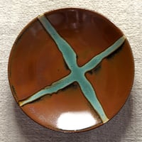 和食器 益子焼 中皿 15cm 柿釉 十字紋
