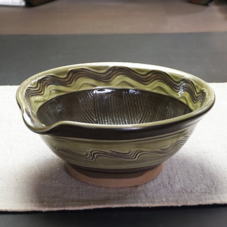 和食器 小鹿田焼 黒木昌伸窯 中 すり鉢 15cm 櫛目 緑