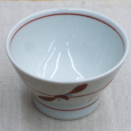 和食器 砥部焼 梅山窯 茶碗 大 12cm 赤 笹