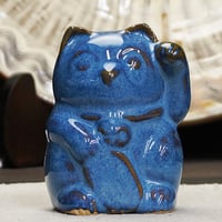 布志名焼 雲善窯 招き猫  青