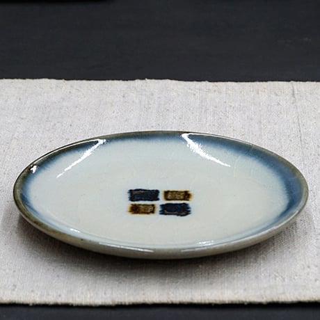 和食器 布志名焼 袖師窯 中皿 17cm 市松 二色