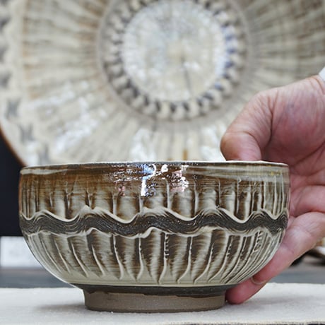 和食器 小鹿田焼 黒木昌伸窯 深 中鉢 15cm 刷毛目 櫛目白
