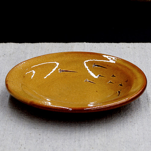 和食器 布志名焼 湯町窯 中皿 13.5cm めだか紋 黄釉 | うつわの店